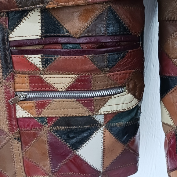 Multicolor Patchwork Leather Jacket - Picture 4 of 10